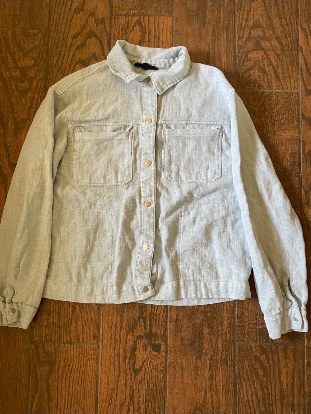 Light Blue Women’s Button-Front Jacket